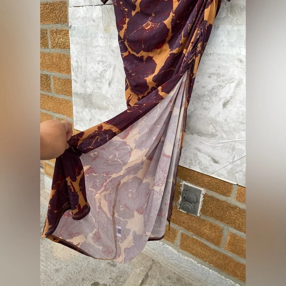 STAUD Solana Floral Maxi Dress Dried Pressed Flowers S Long Sleev Wedding Guest - Picture 13 of 16